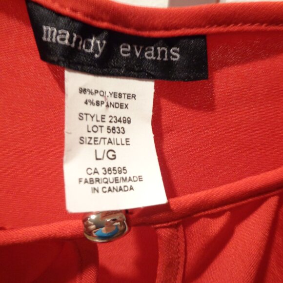Mandy Evans Women's Red Polyester & Spandex Blouse Size Large Short Sleeve - Picture 6 of 10